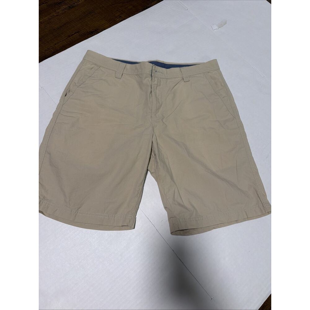 Columbia Men's Washed Out Shorts Size 34 Tan Khaki 10" Inseam Cotto